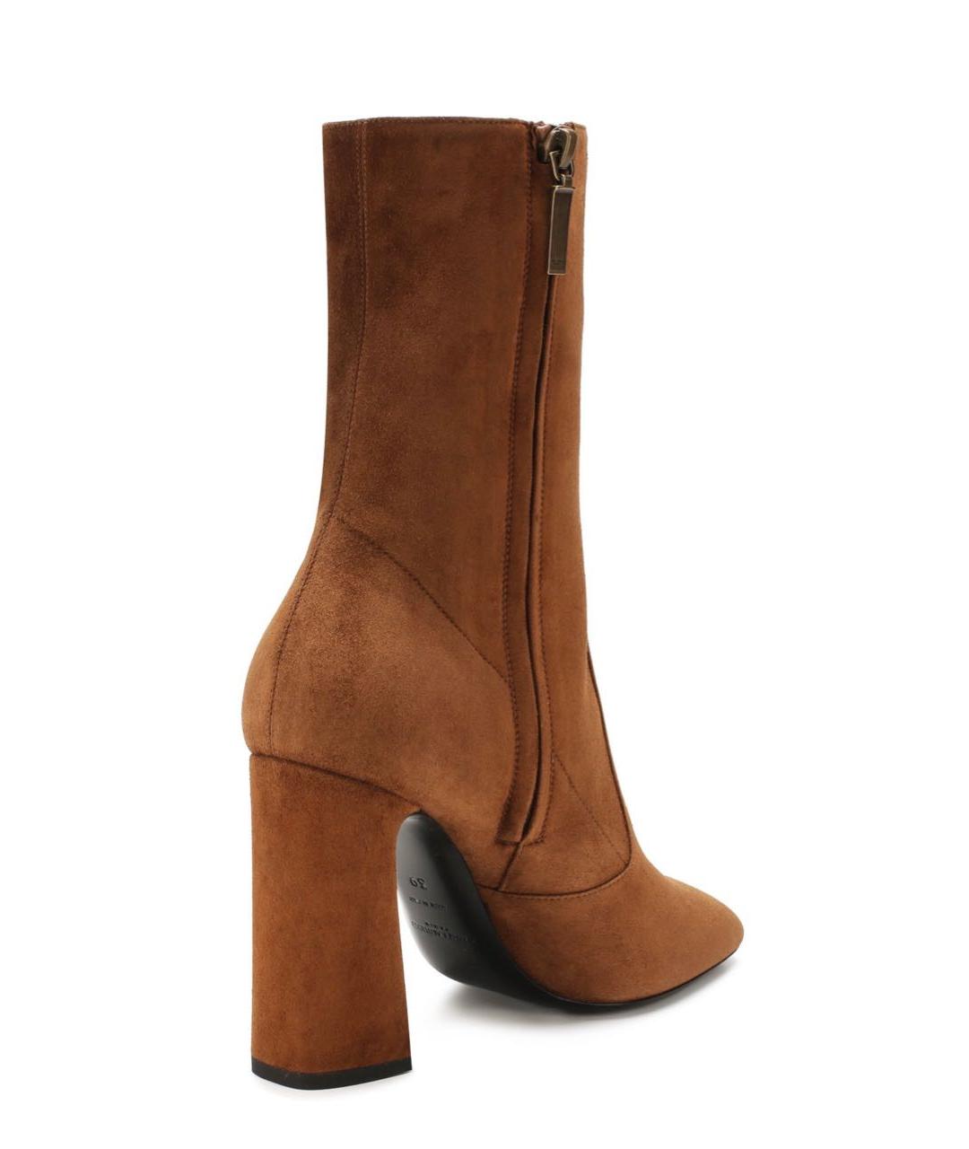 SAINT LAURENT Коричневые замшевые ботильоны, фото 3