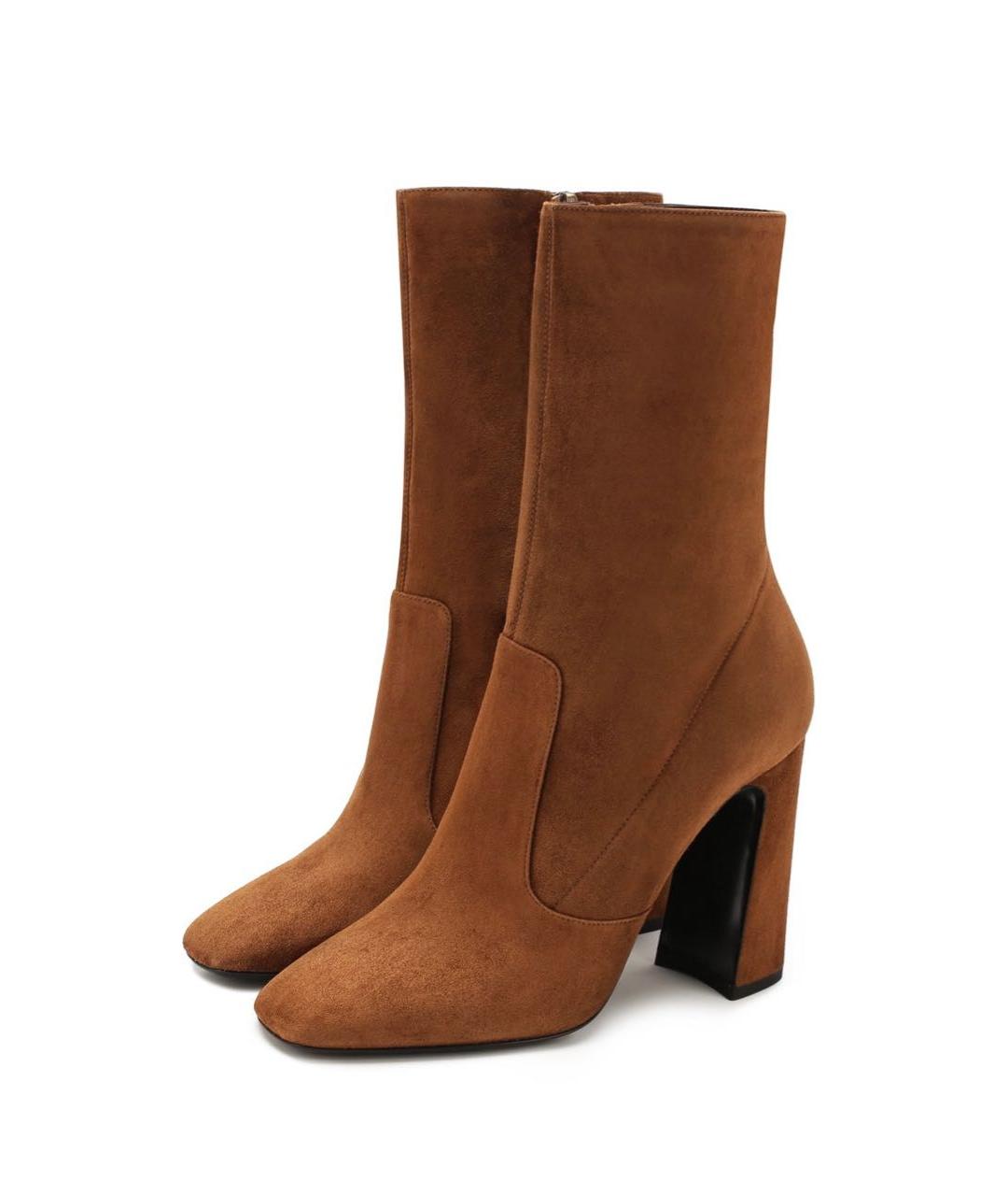 SAINT LAURENT Коричневые замшевые ботильоны, фото 2