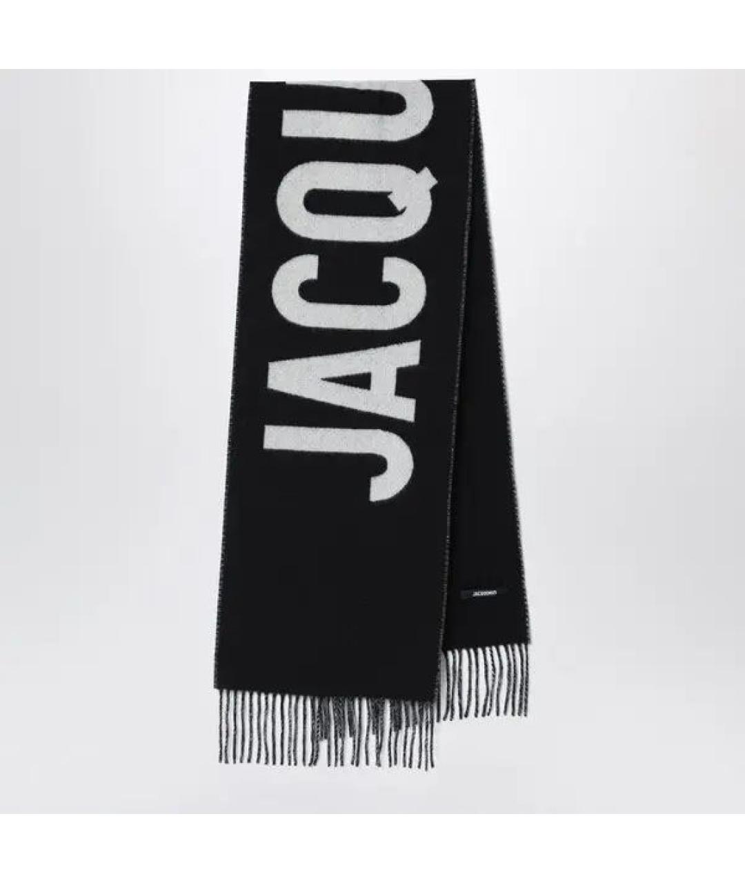 JACQUEMUS Черный шерстяной шарф, фото 3