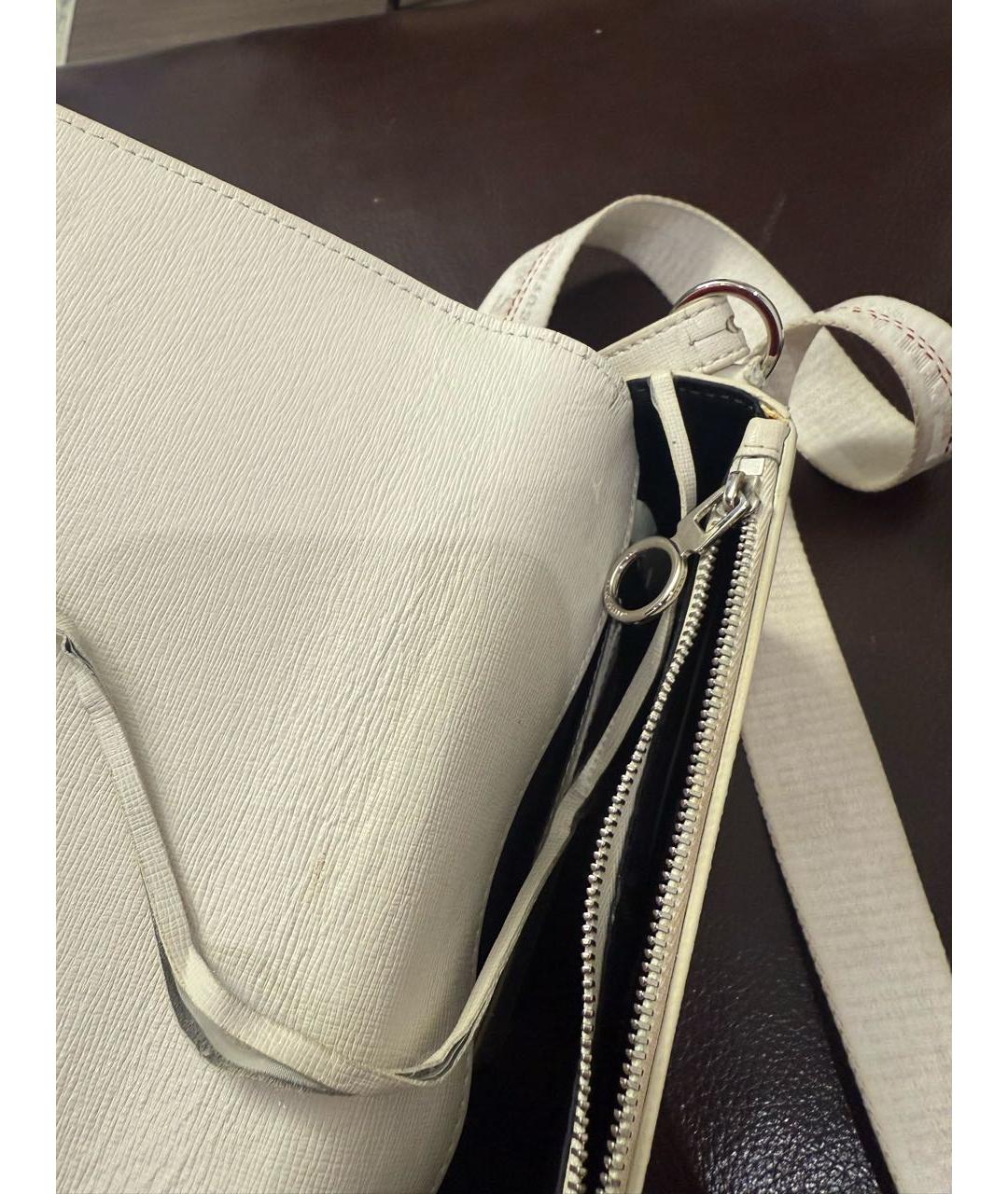 OFF-WHITE Белая кожаная сумка через плечо, фото 4