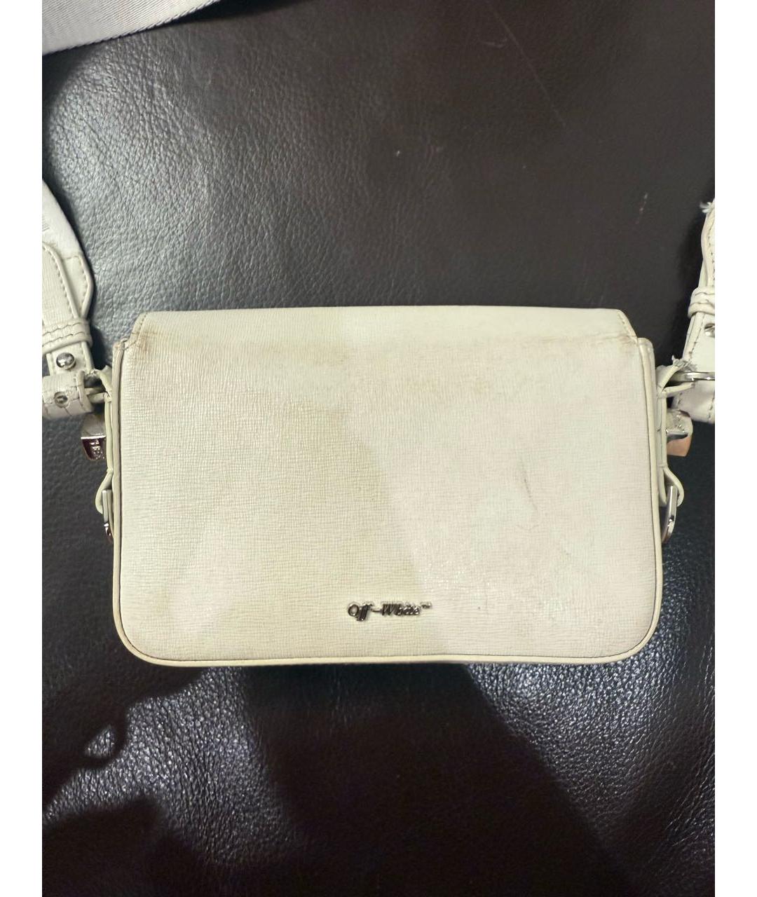 OFF-WHITE Белая кожаная сумка через плечо, фото 3