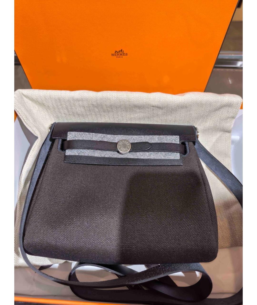 HERMES Черная кожаная сумка через плечо, фото 5
