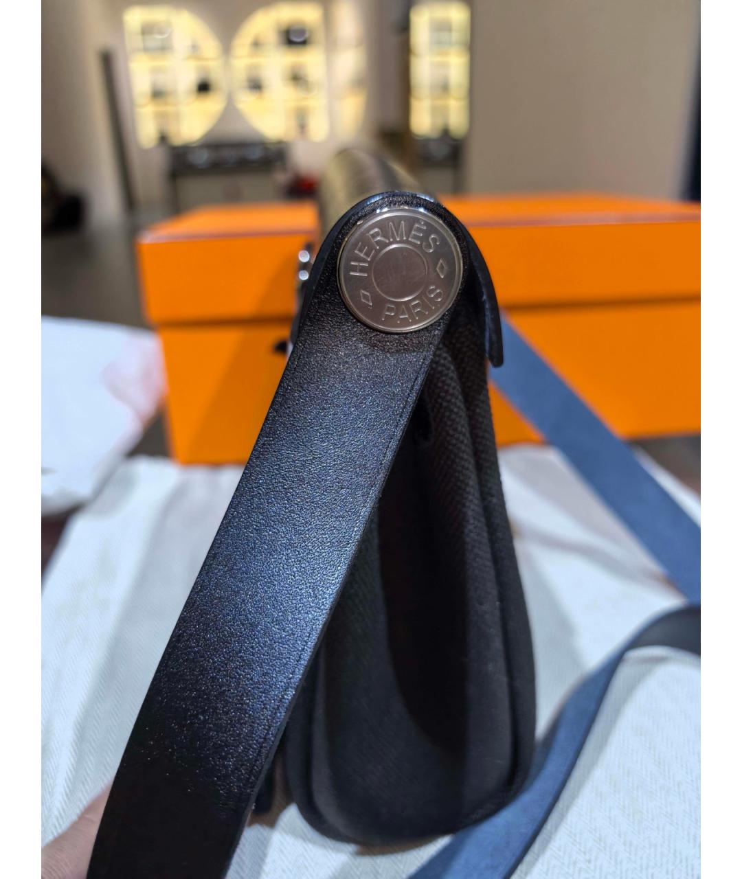 HERMES Черная кожаная сумка через плечо, фото 4