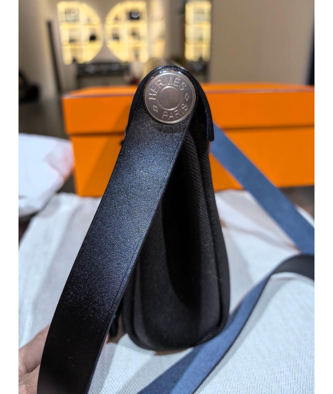 HERMES Черная кожаная сумка через плечо, фото 3
