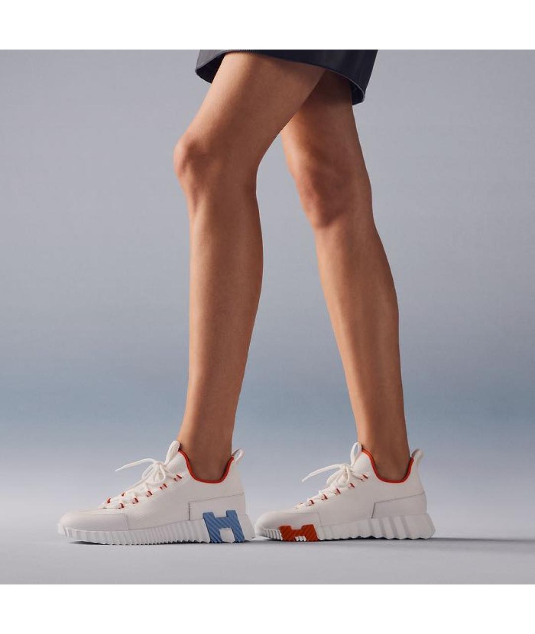 HERMES Белые текстильные кроссовки, фото 3