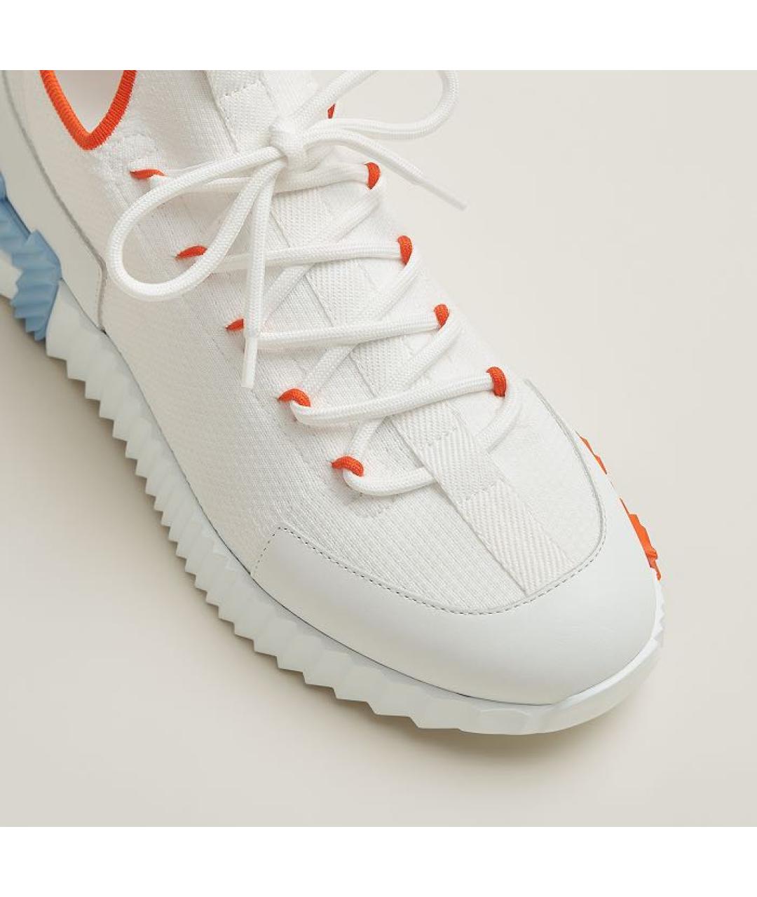 HERMES Белые текстильные кроссовки, фото 6