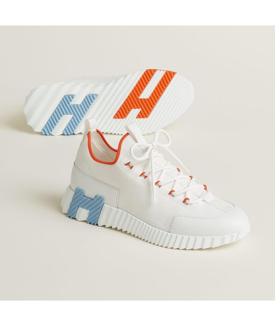 HERMES Белые текстильные кроссовки, фото 2