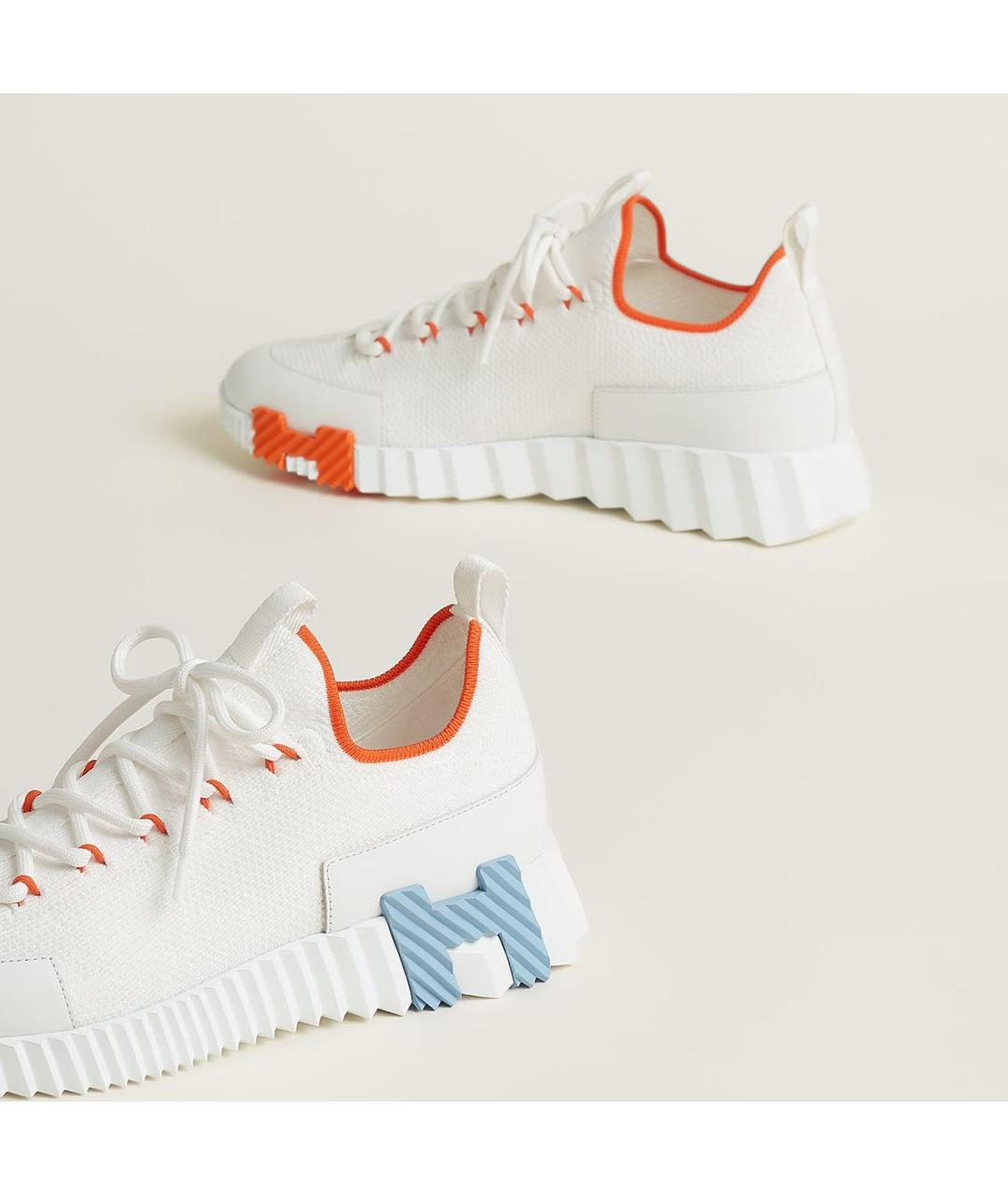 HERMES Белые текстильные кроссовки, фото 5