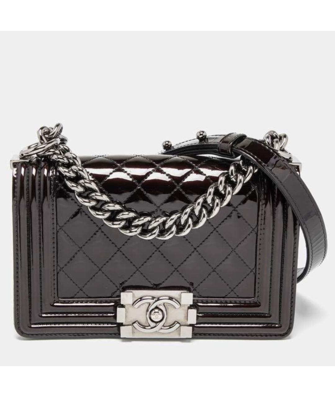 CHANEL Черная сумка через плечо из лакированной кожи, фото 9