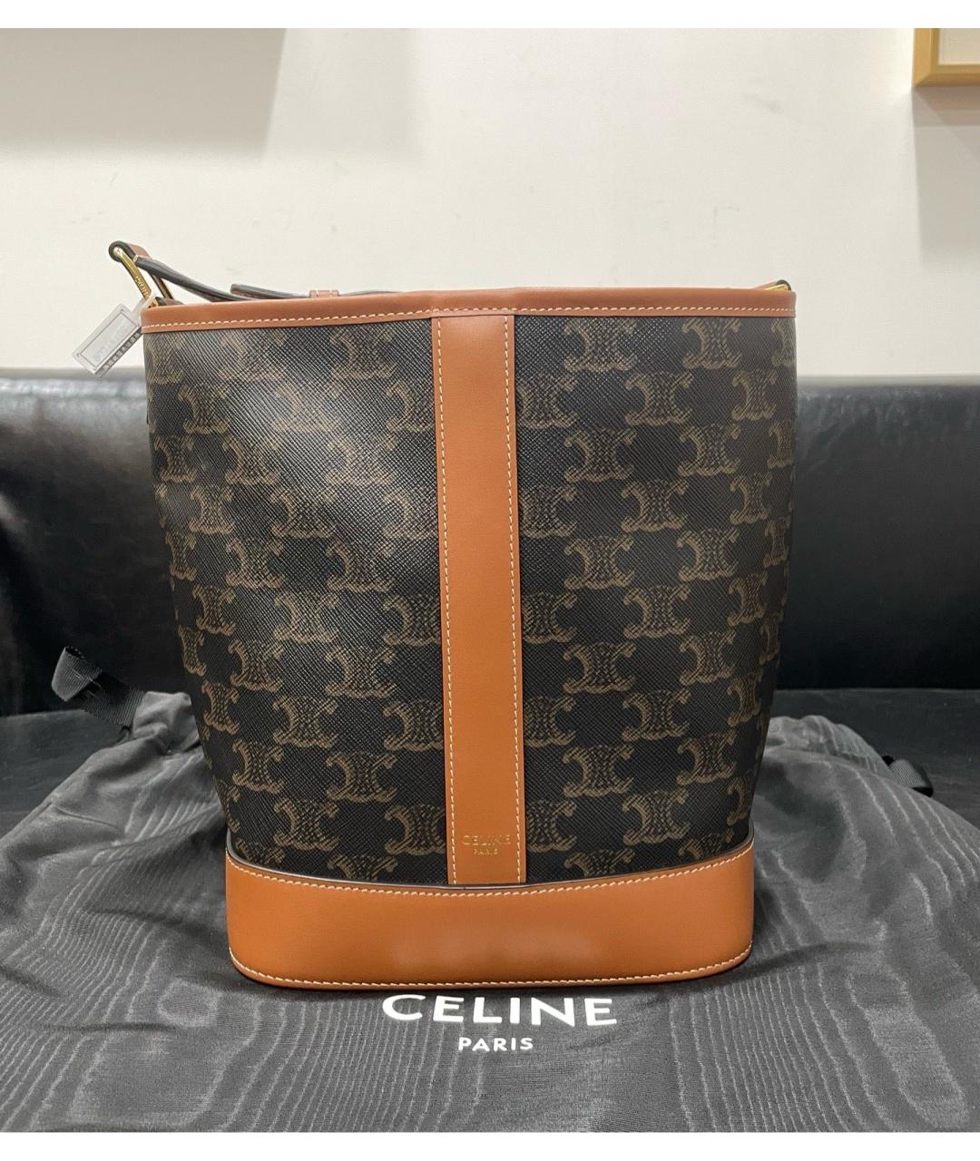 CELINE Коричневая кожаная сумка через плечо, фото 8