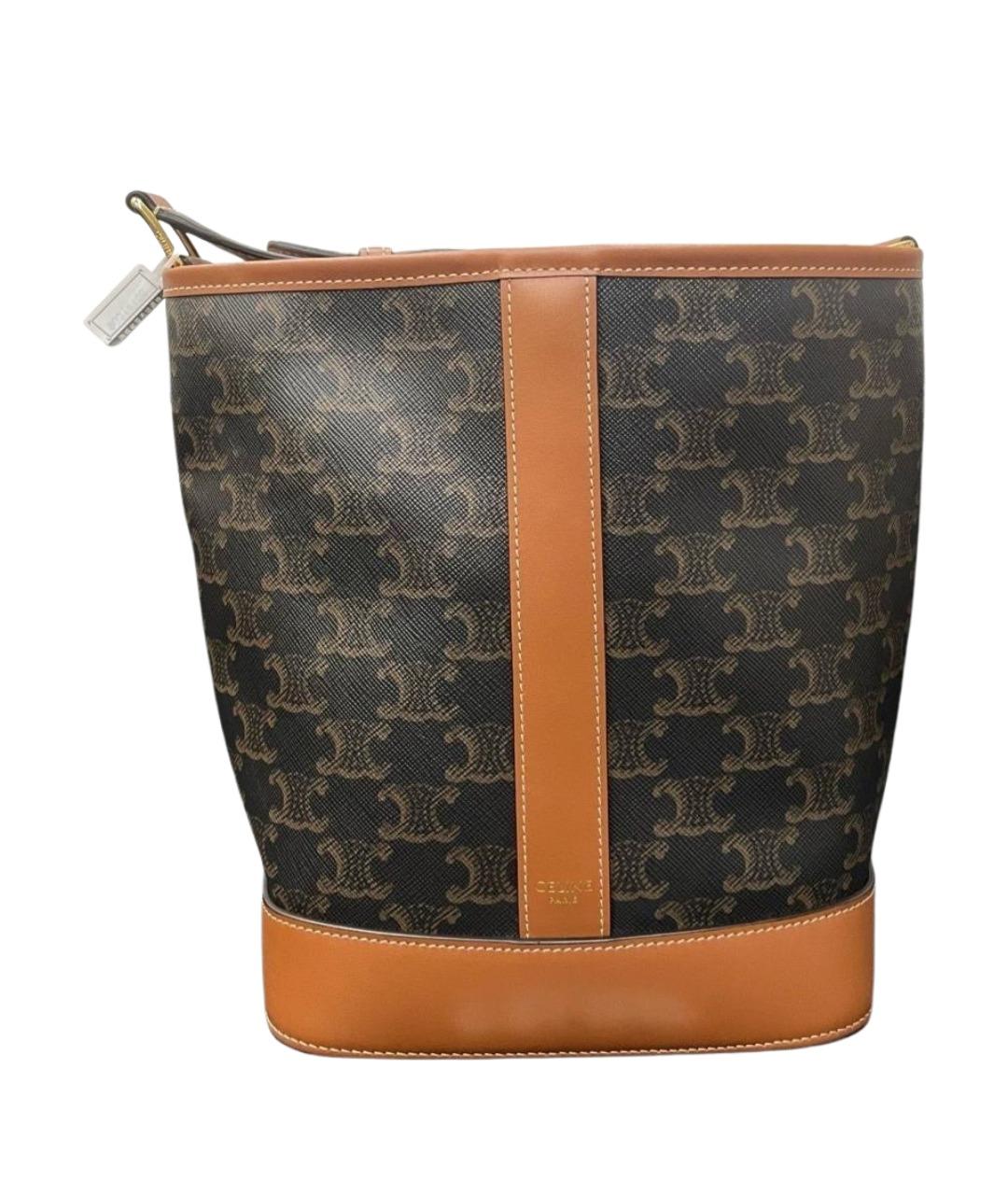 CELINE Коричневая кожаная сумка через плечо, фото 1