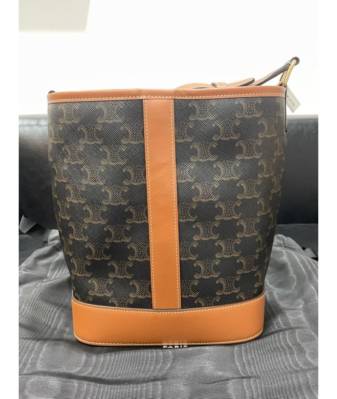 CELINE Коричневая кожаная сумка через плечо, фото 2