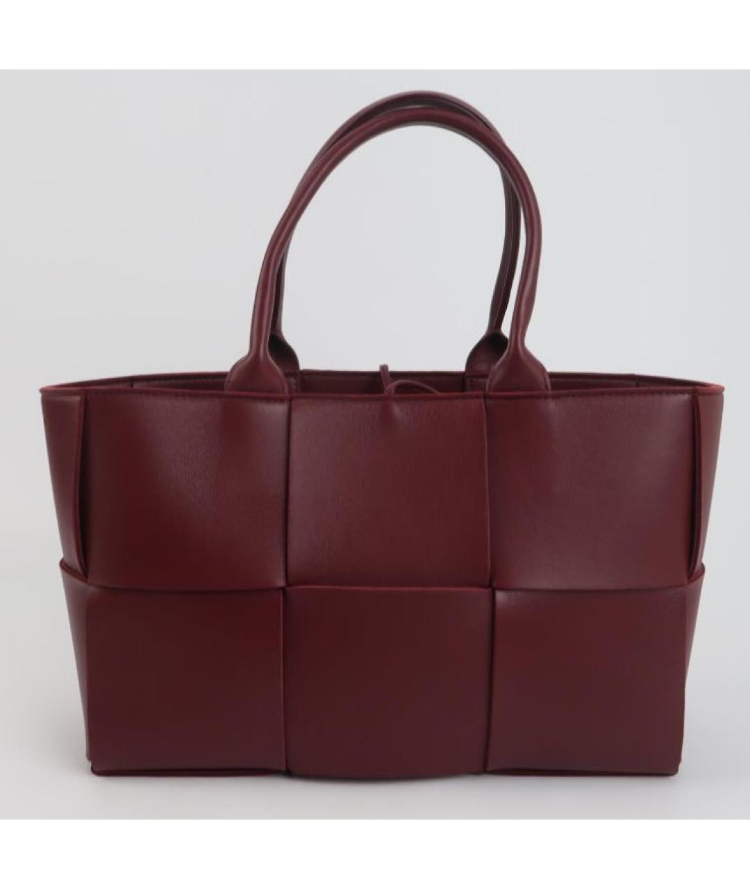BOTTEGA VENETA Бордовая кожаная сумка с короткими ручками, фото 3