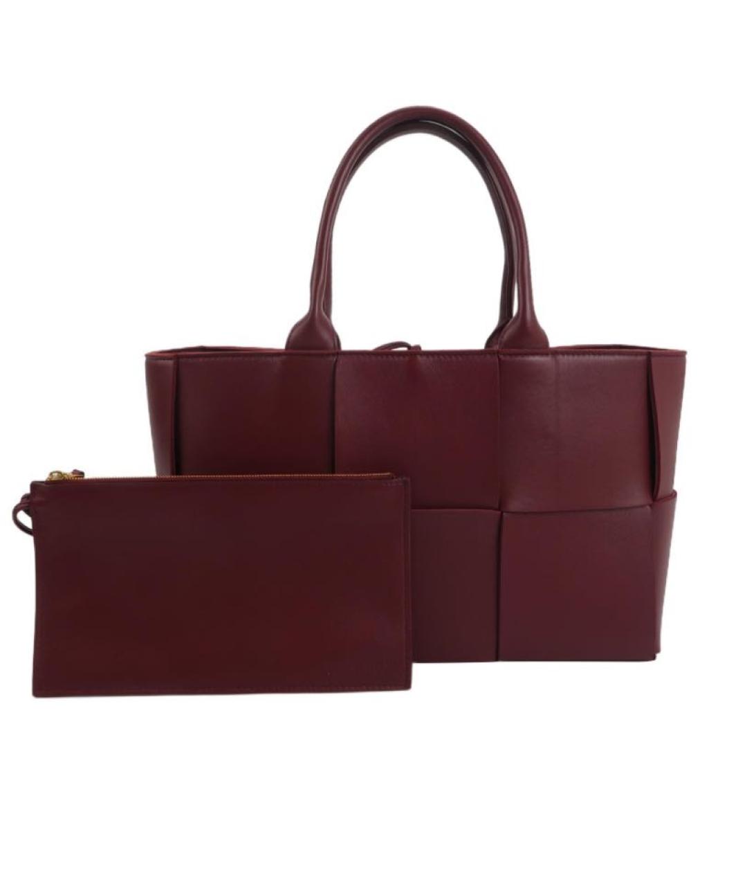 BOTTEGA VENETA Бордовая кожаная сумка с короткими ручками, фото 5