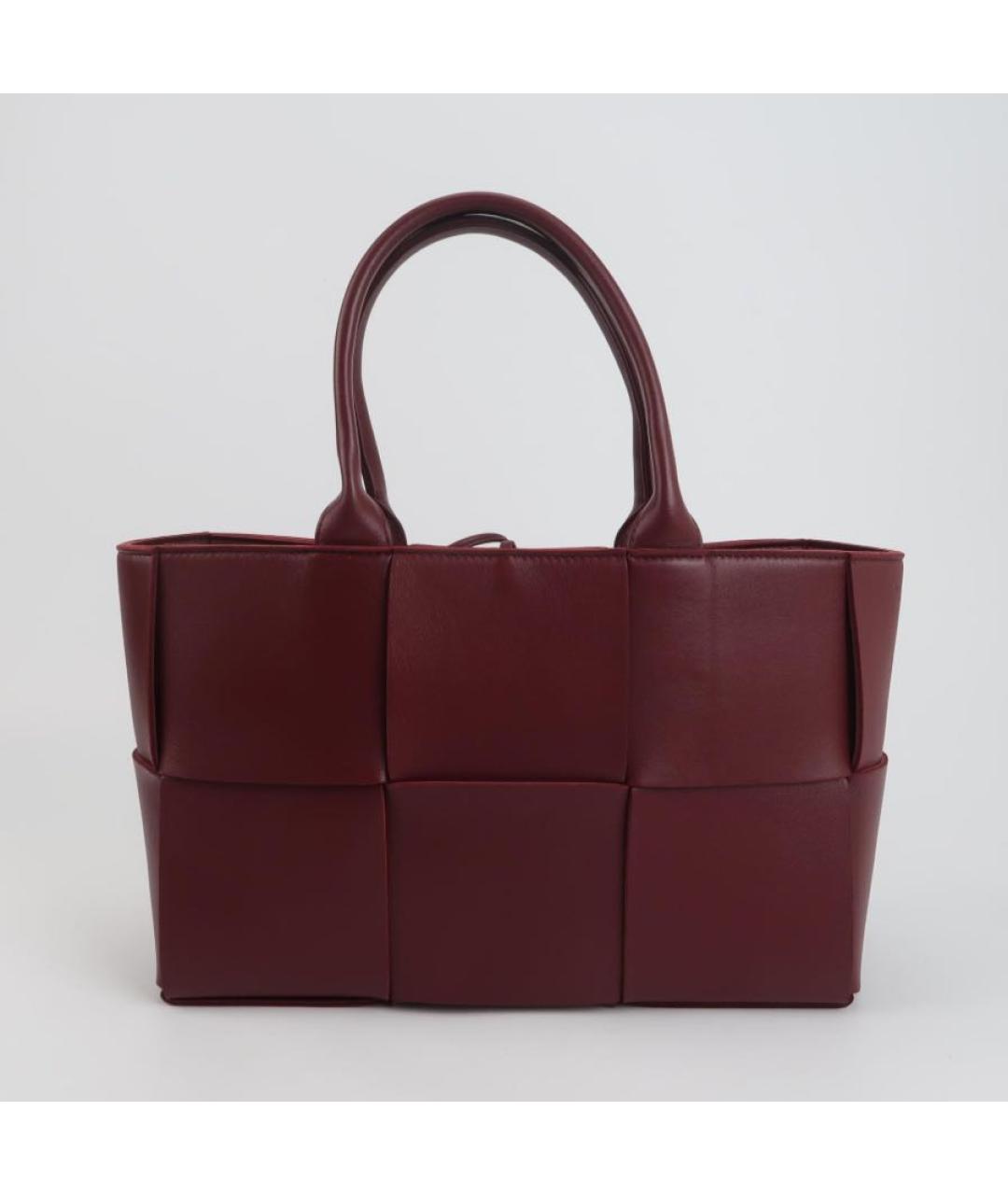 BOTTEGA VENETA Бордовая кожаная сумка с короткими ручками, фото 7