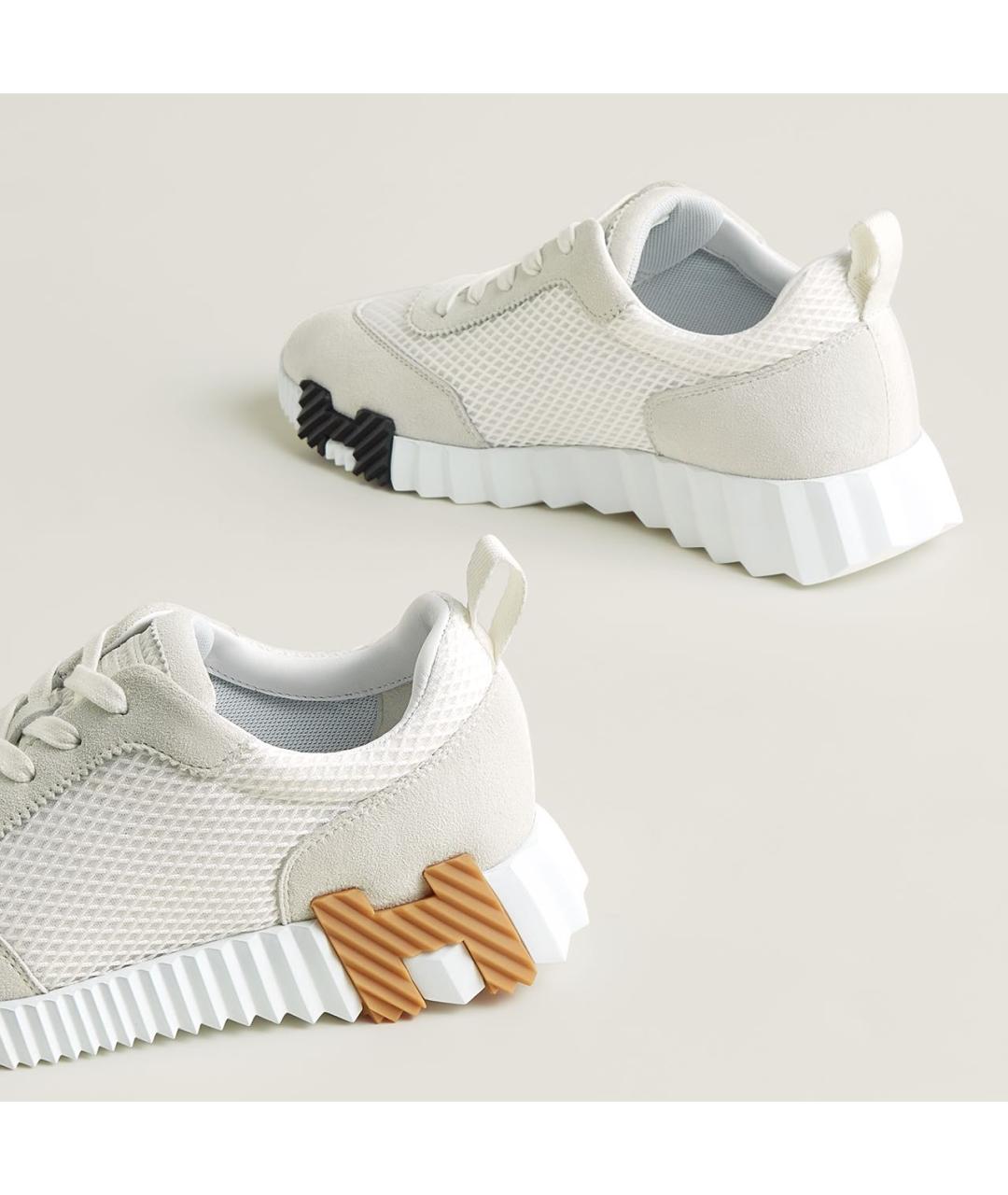 HERMES Белые текстильные кроссовки, фото 5