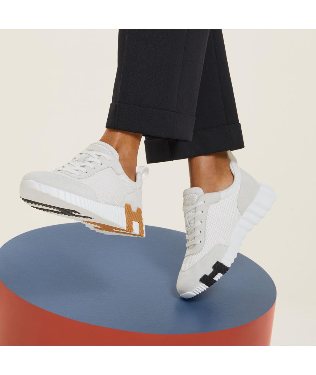 HERMES Белые текстильные кроссовки, фото 2