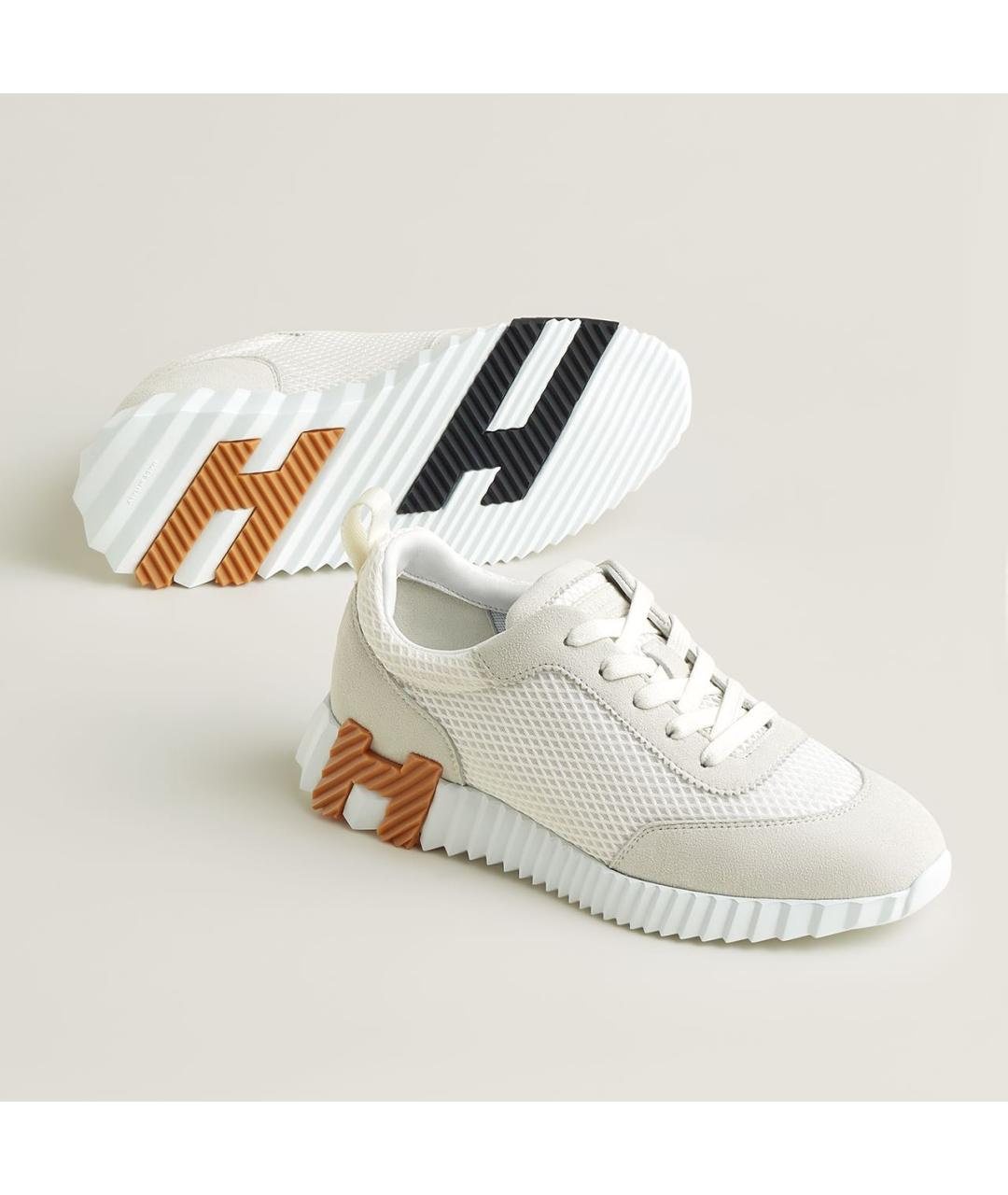 HERMES Белые текстильные кроссовки, фото 3