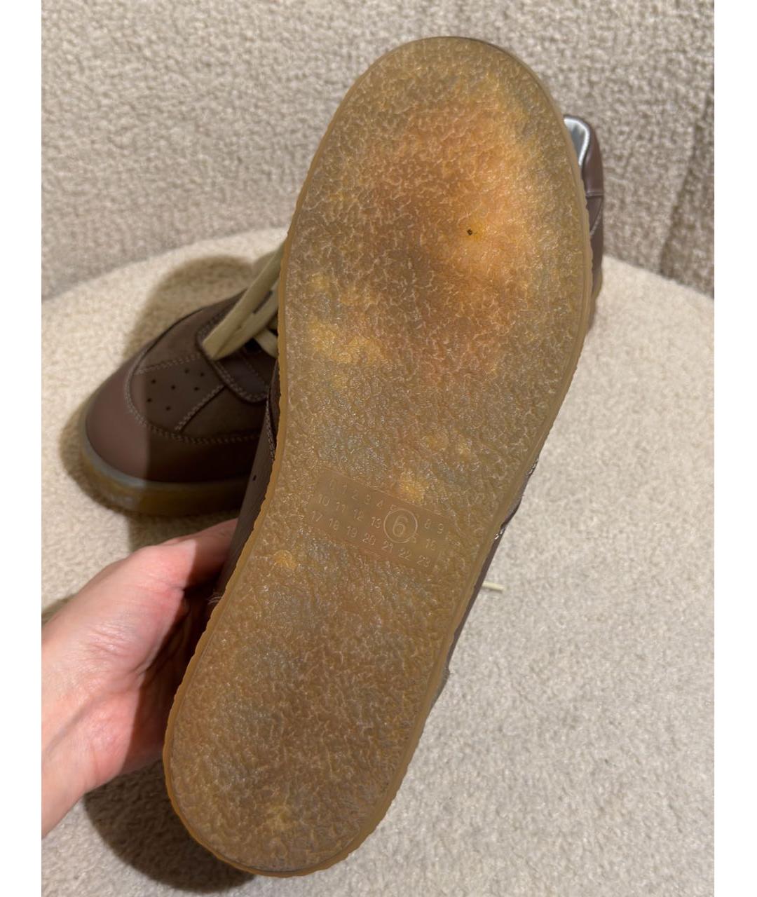 MM6 MAISON MARGIELA Хаки кожаные низкие кроссовки / кеды, фото 8