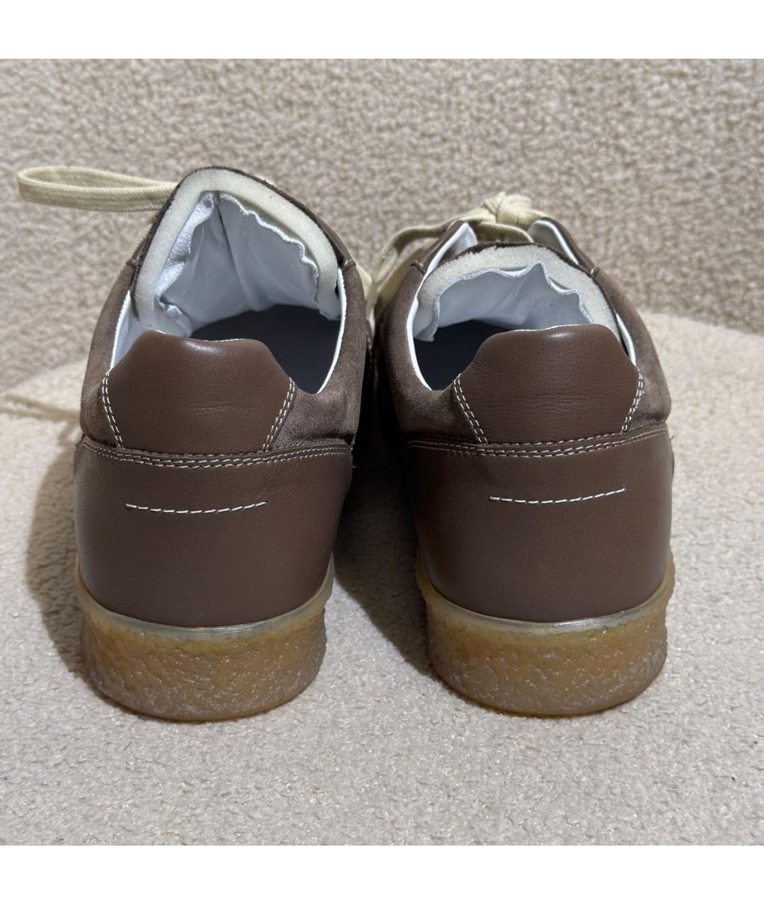 MM6 MAISON MARGIELA Хаки кожаные низкие кроссовки / кеды, фото 4