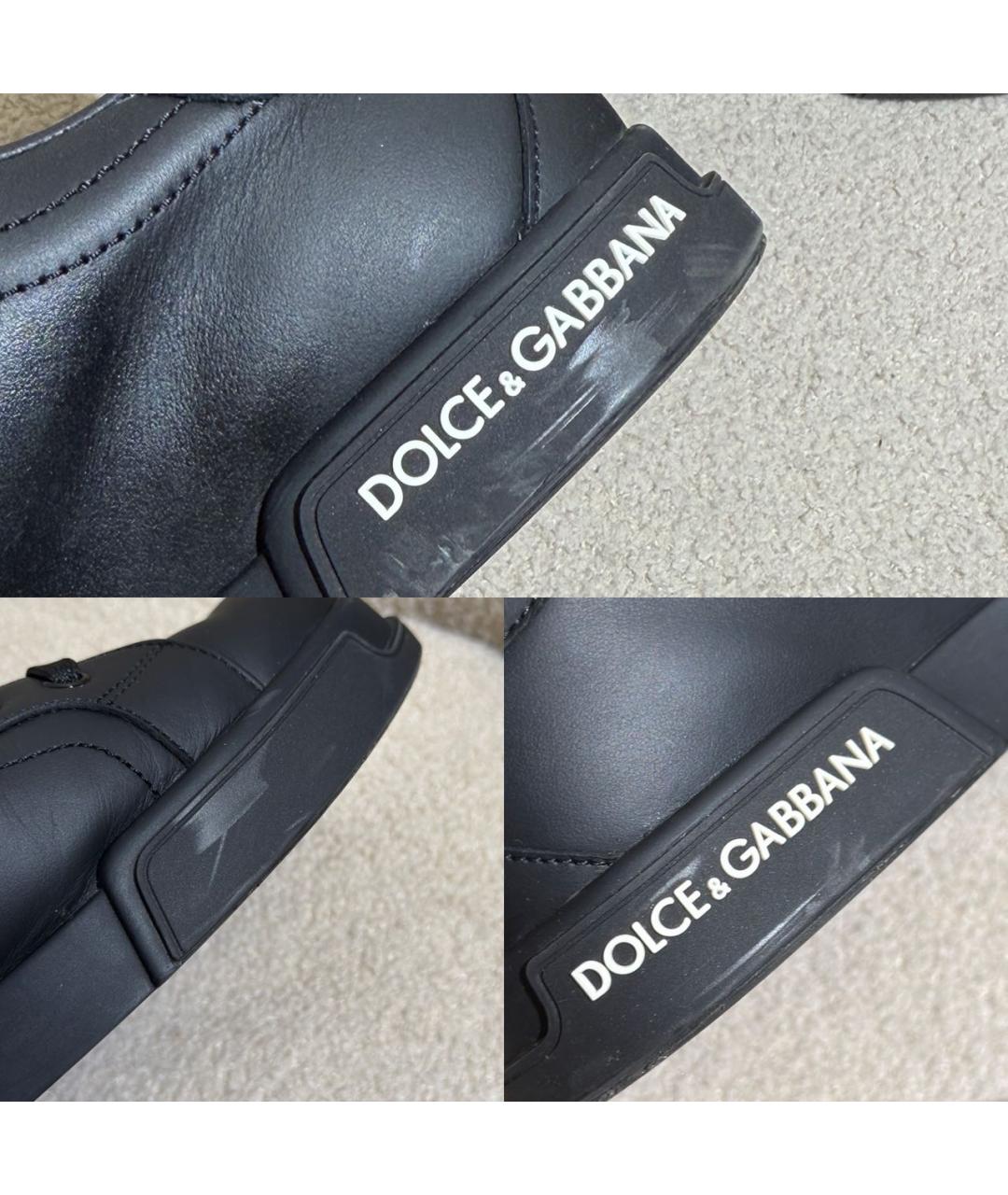 DOLCE&GABBANA Черные кожаные низкие кроссовки / кеды, фото 7