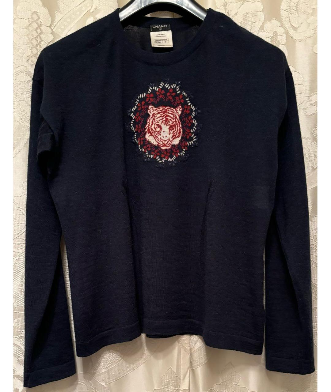 CHANEL Темно-синий шерстяной джемпер / свитер, фото 9