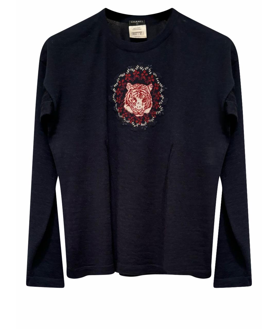 CHANEL Темно-синий шерстяной джемпер / свитер, фото 1