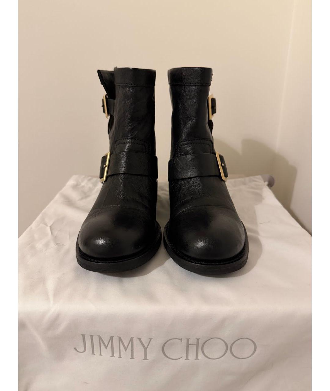 JIMMY CHOO Черные кожаные ботинки, фото 2
