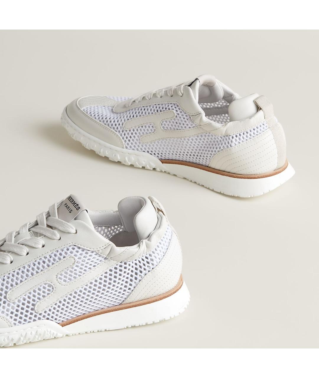 HERMES Белые текстильные кроссовки, фото 5