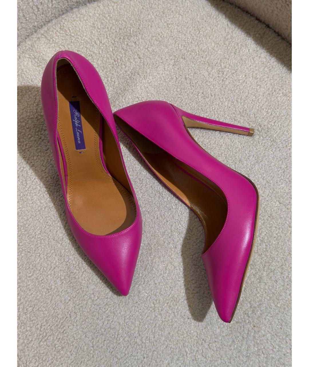 RALPH LAUREN PURPLE LABEL Фуксия кожаные туфли, фото 5