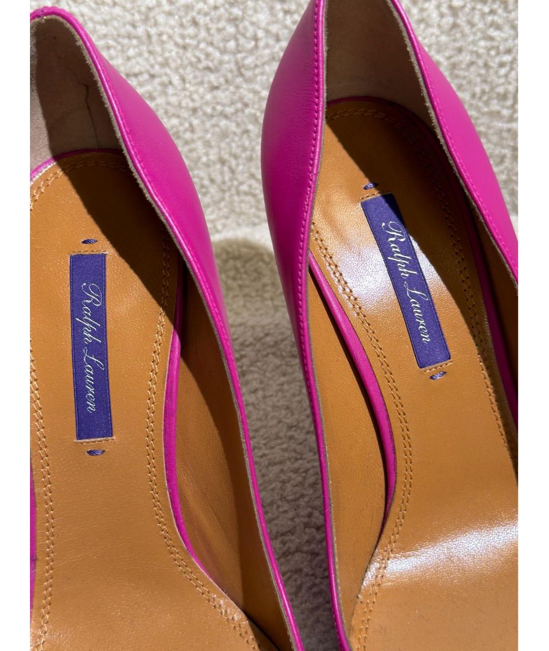 RALPH LAUREN PURPLE LABEL Фуксия кожаные туфли, фото 3