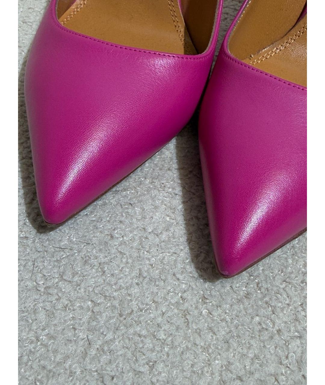 RALPH LAUREN PURPLE LABEL Фуксия кожаные туфли, фото 6