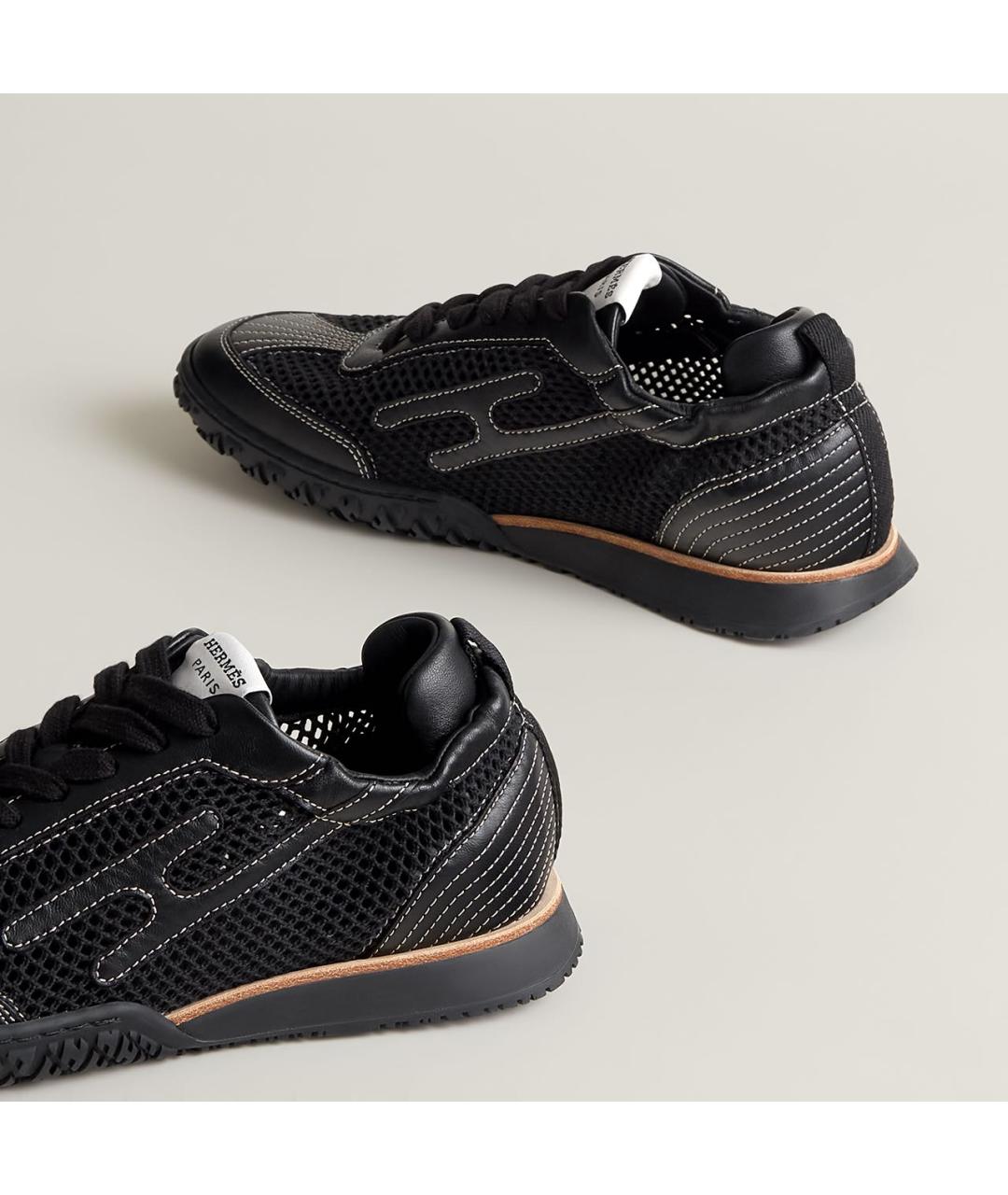HERMES Черные текстильные кроссовки, фото 4