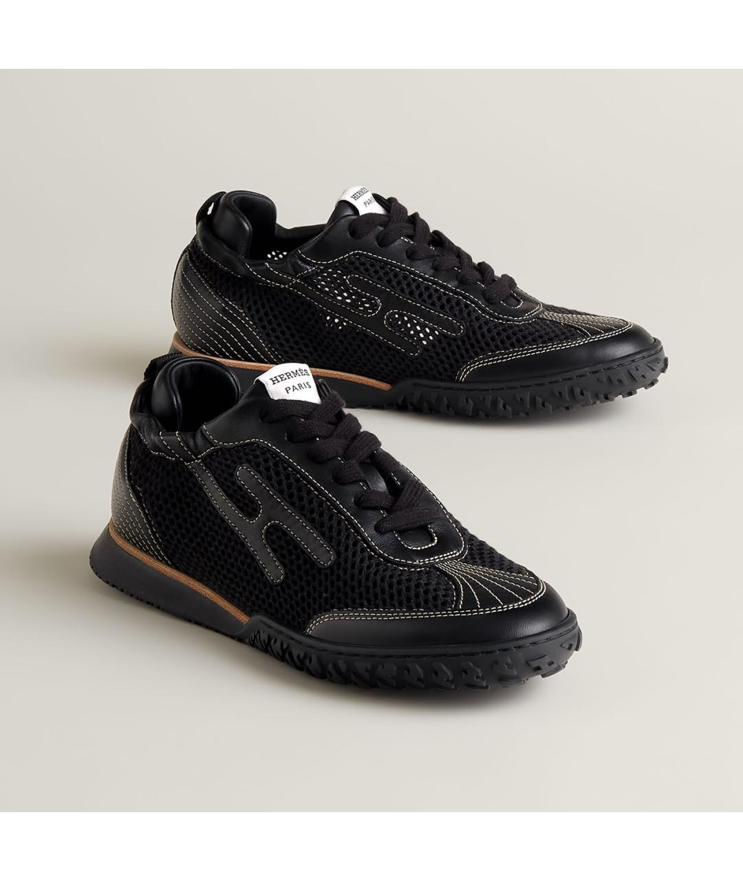 HERMES Черные текстильные кроссовки, фото 2
