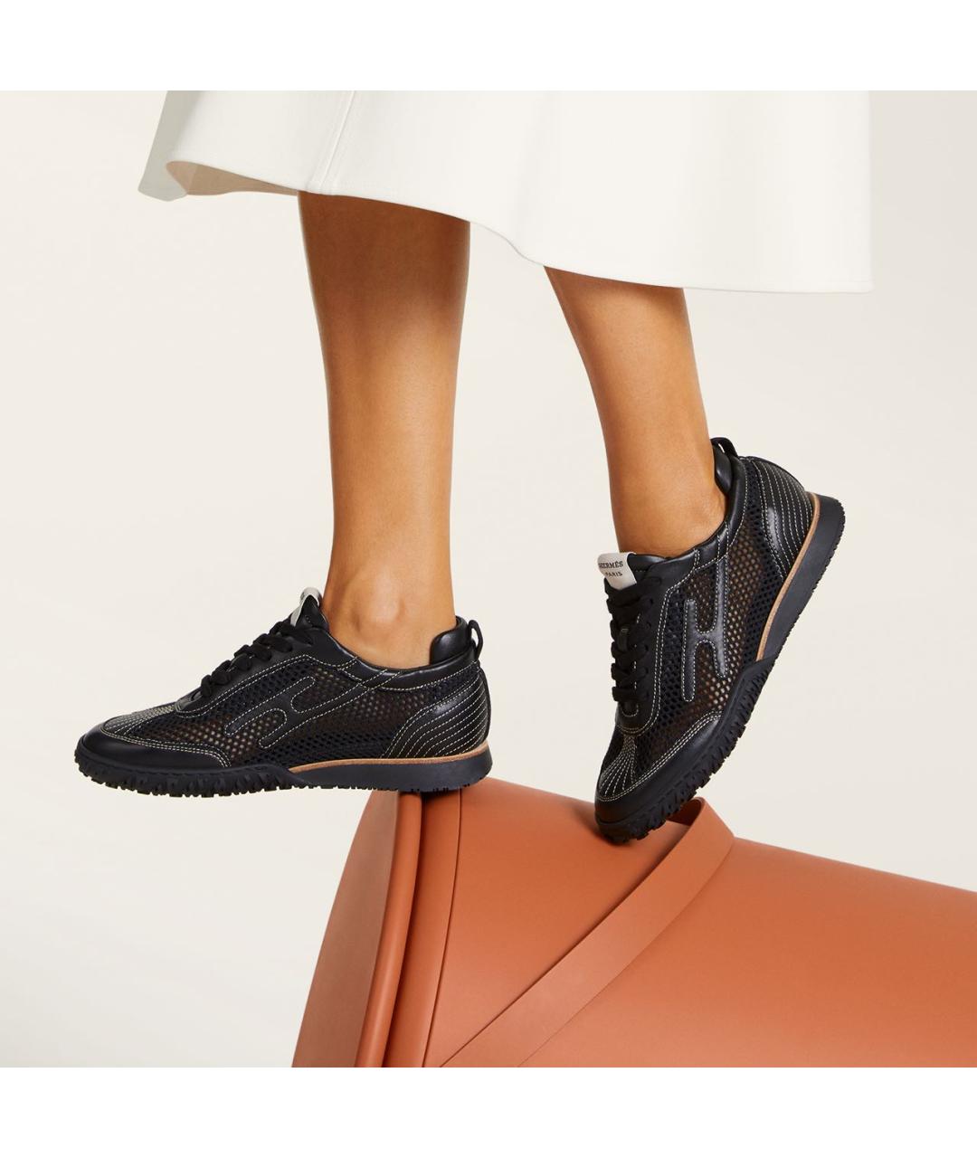 HERMES Черные текстильные кроссовки, фото 3