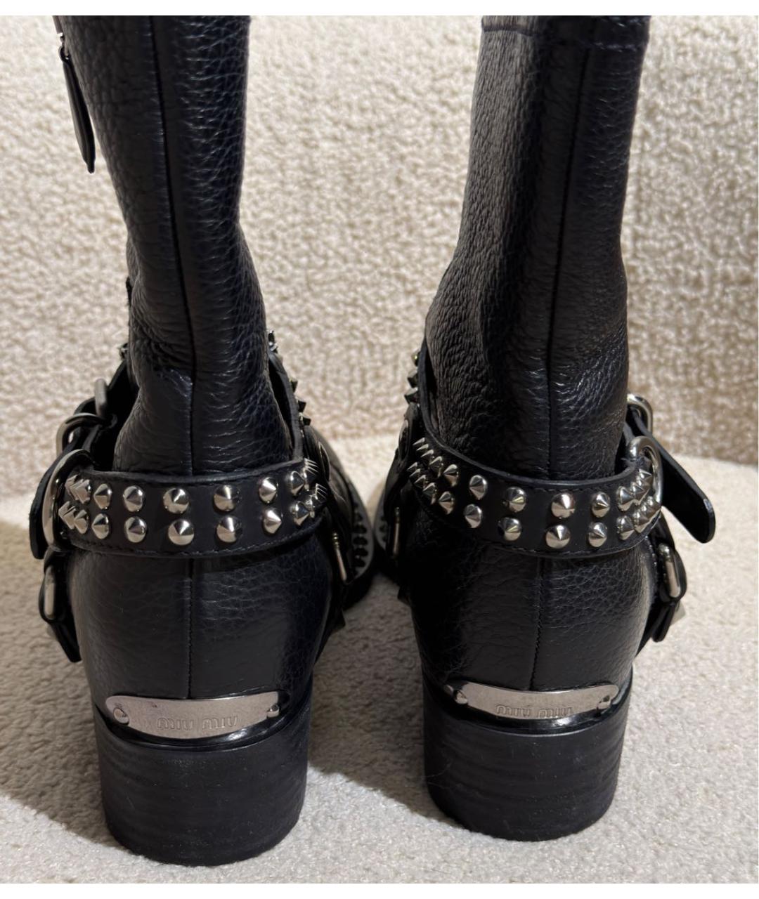 MIU MIU Черные кожаные полусапоги, фото 4