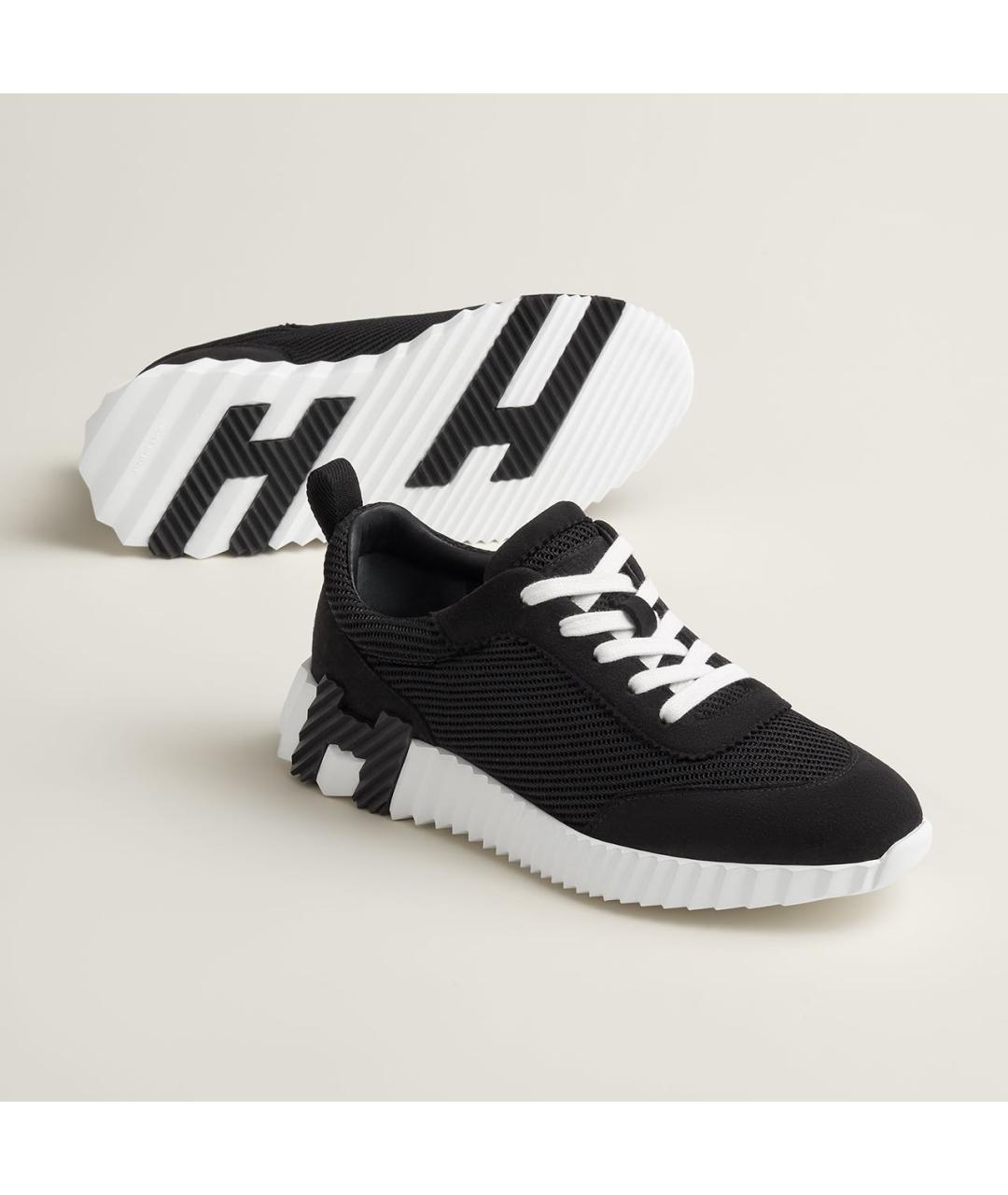 HERMES Черные текстильные кроссовки, фото 2