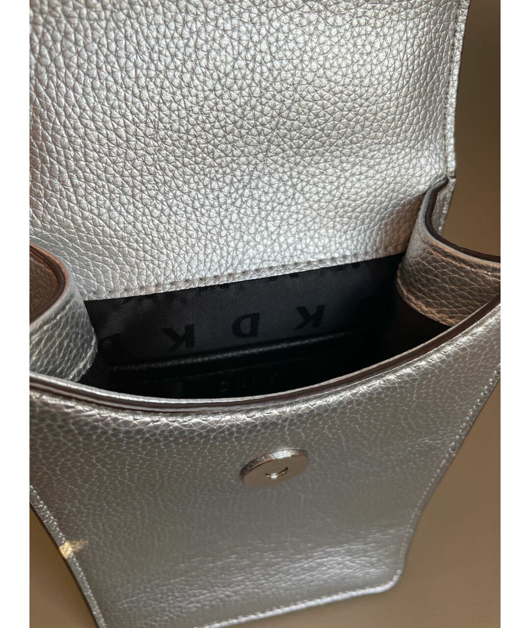 DKNY Серебряная кожаная сумка тоут, фото 7