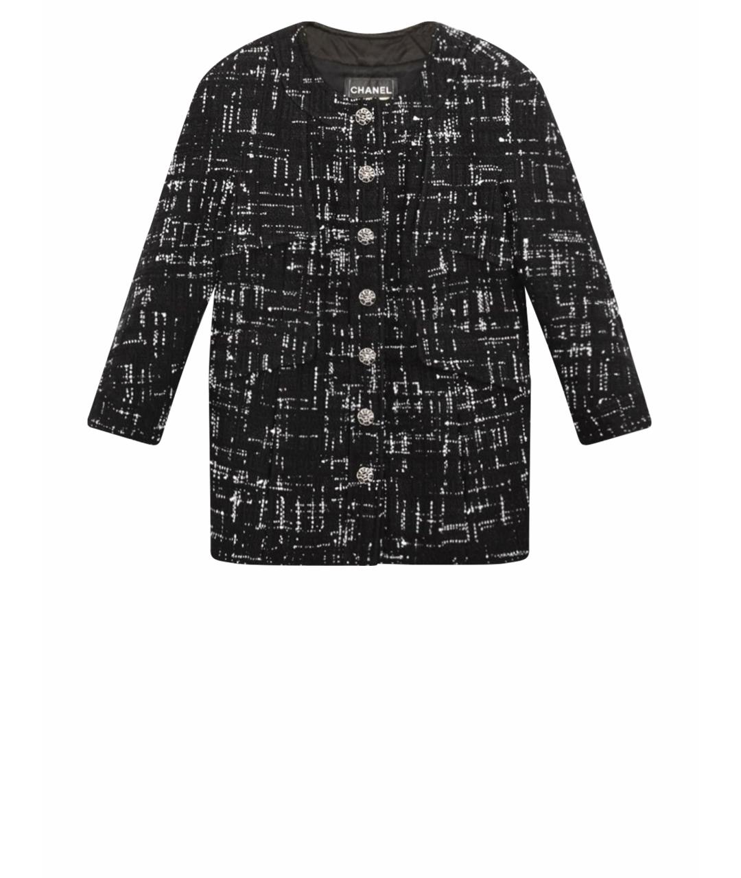 CHANEL Черный твидовый жакет/пиджак, фото 1