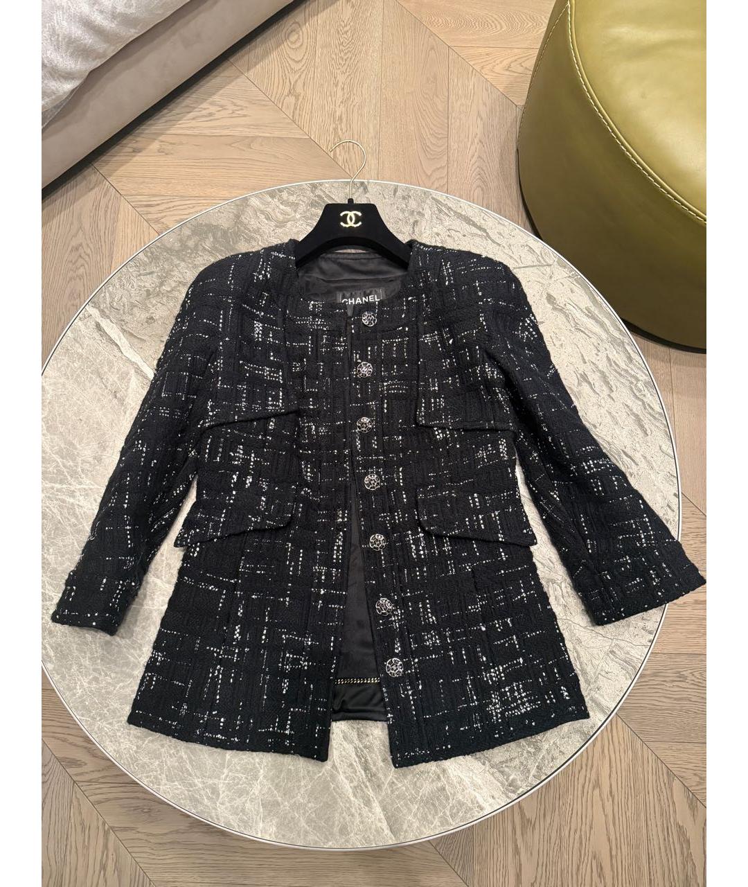 CHANEL Черный твидовый жакет/пиджак, фото 2