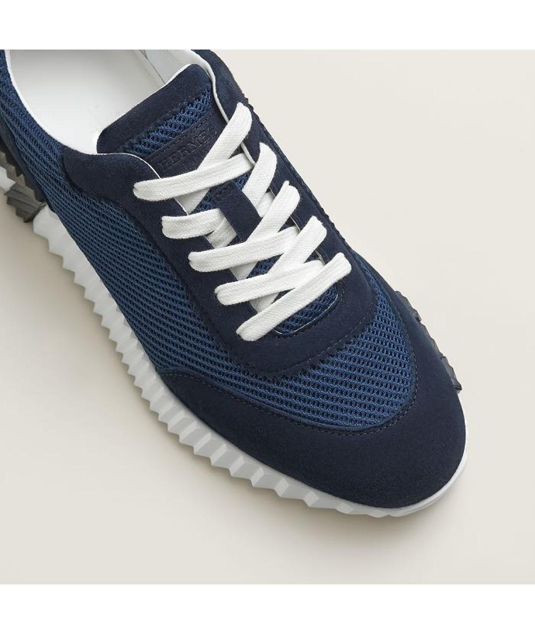 HERMES Темно-синие текстильные кроссовки, фото 6