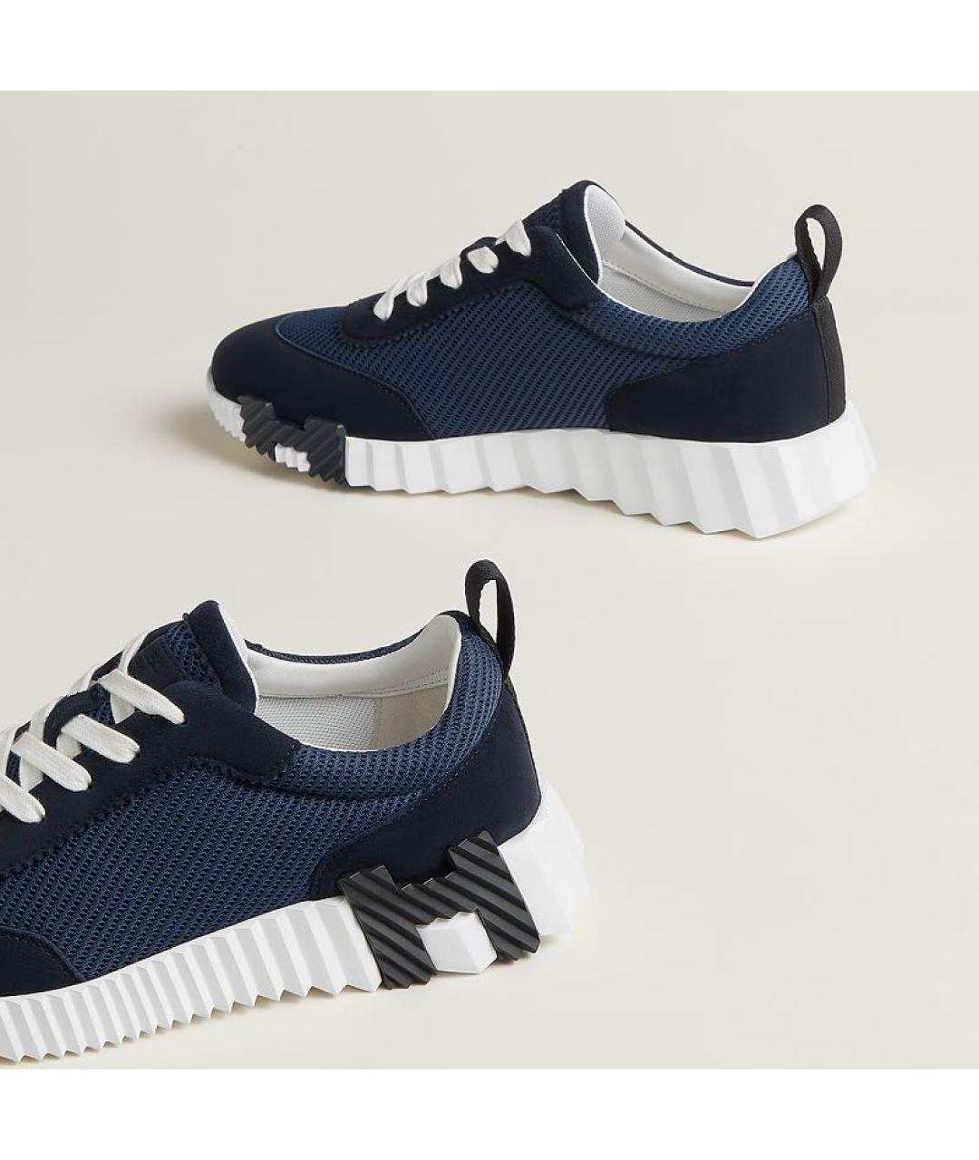 HERMES Темно-синие текстильные кроссовки, фото 5