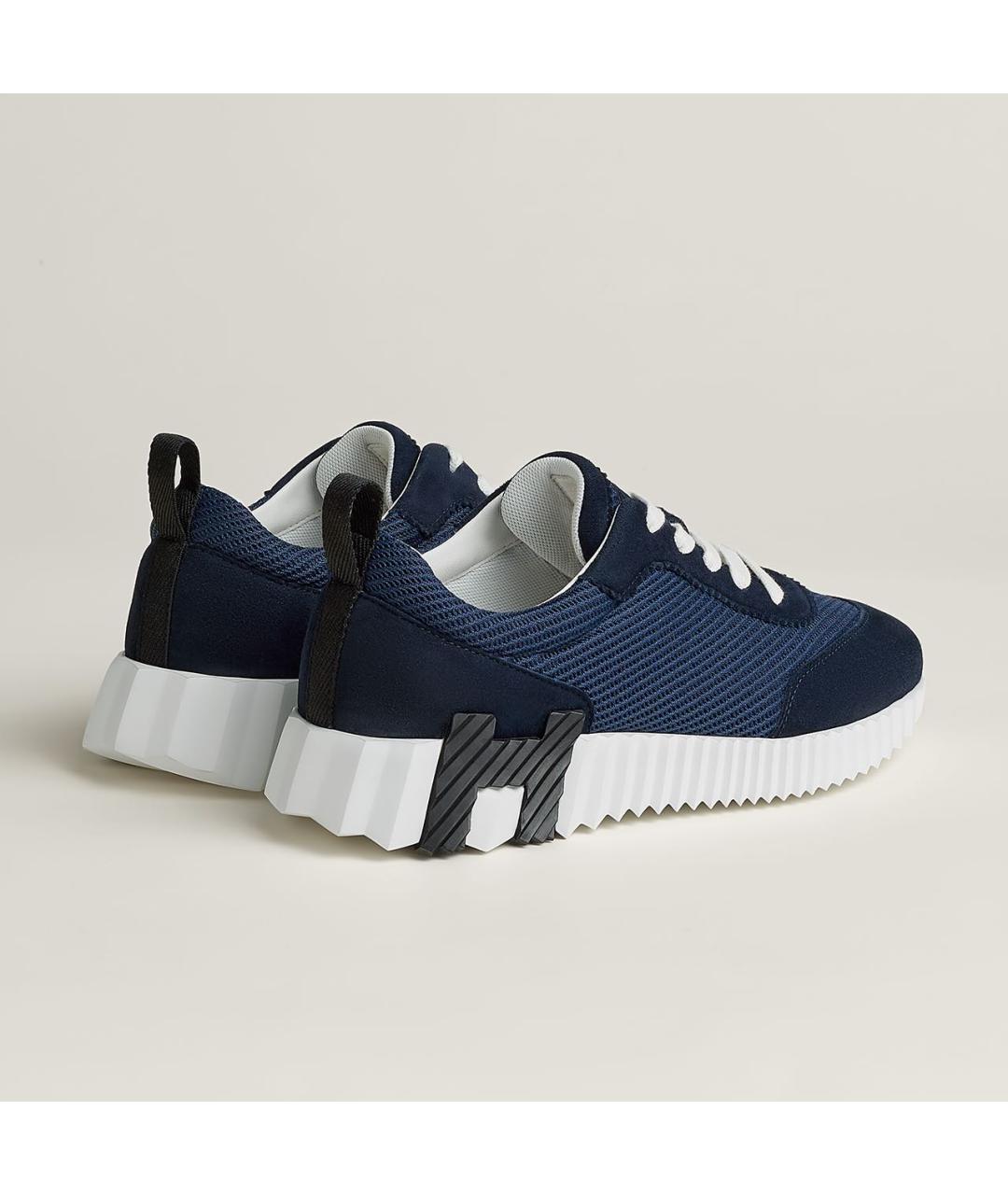 HERMES Темно-синие текстильные кроссовки, фото 4