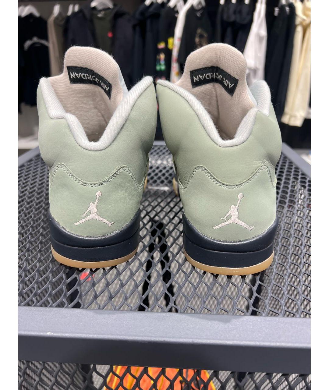 JORDAN Зеленые кожаные высокие кроссовки / кеды, фото 4