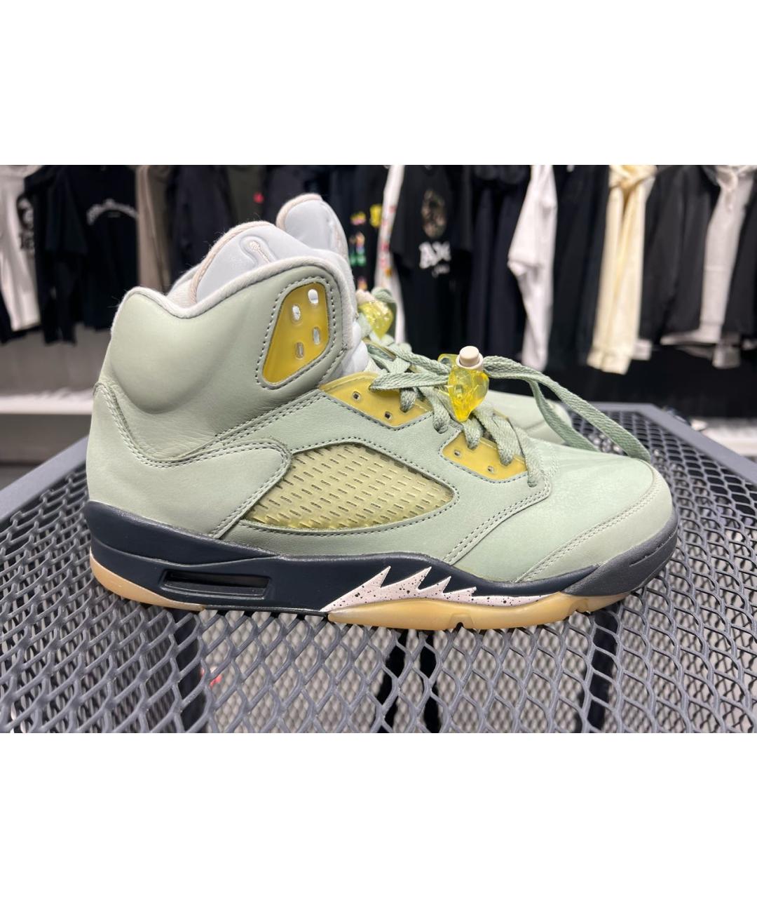 JORDAN Зеленые кожаные высокие кроссовки / кеды, фото 7