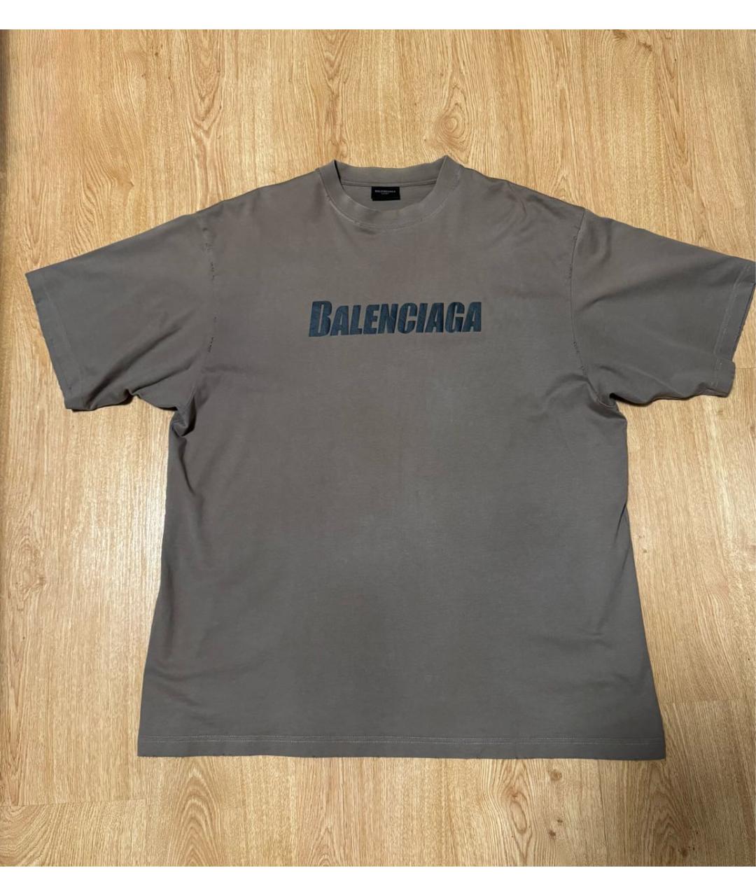 BALENCIAGA Коричневая хлопковая футболка, фото 3