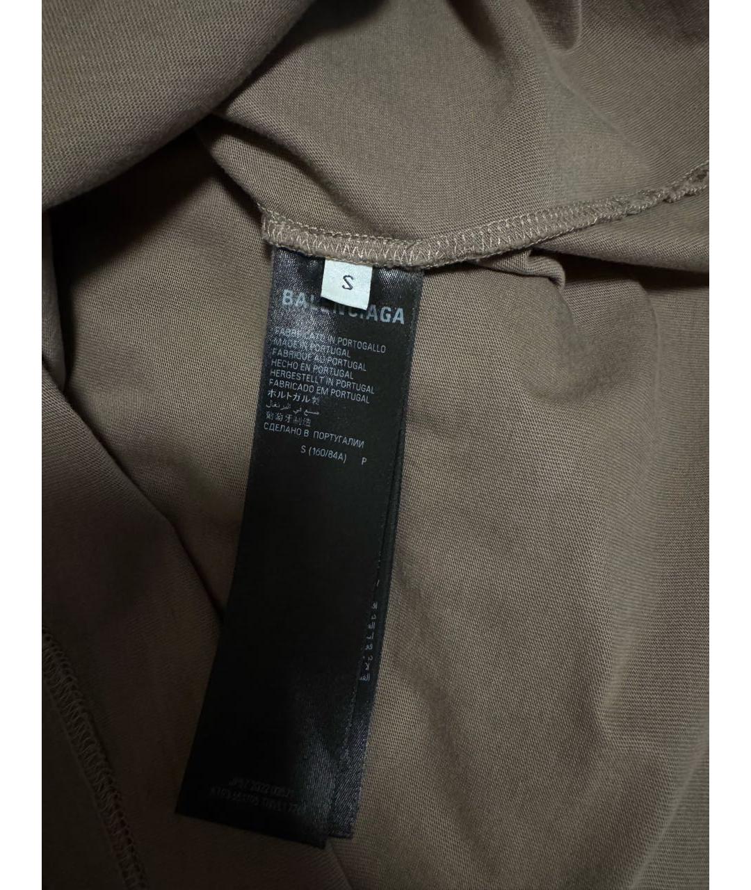 BALENCIAGA Коричневая хлопковая футболка, фото 2