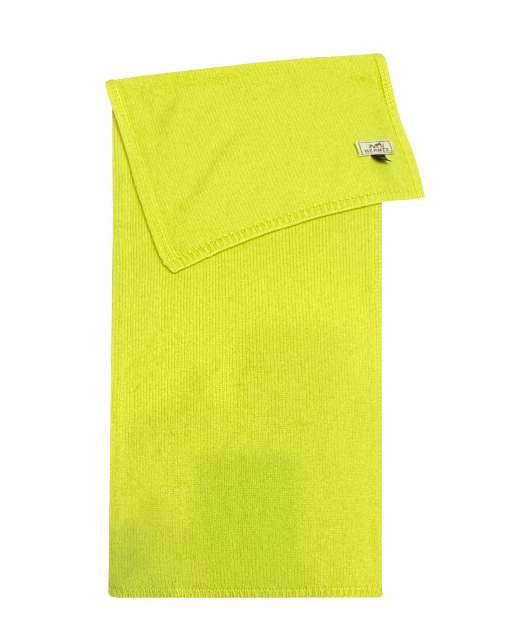 HERMES Желтый кашемировый шарф, фото 1