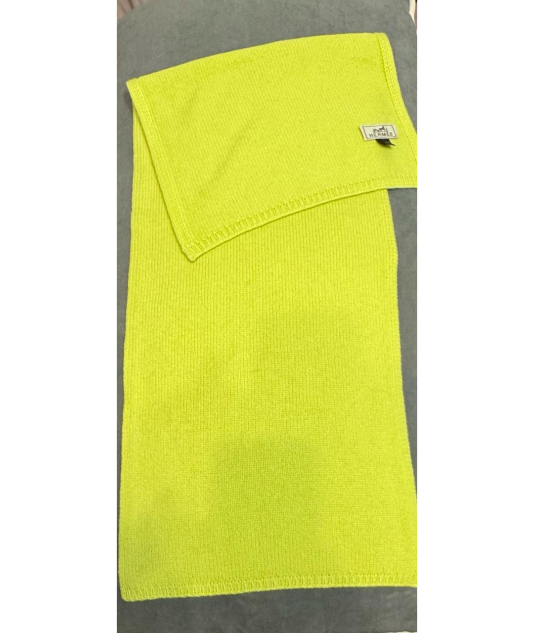 HERMES Желтый кашемировый шарф, фото 4