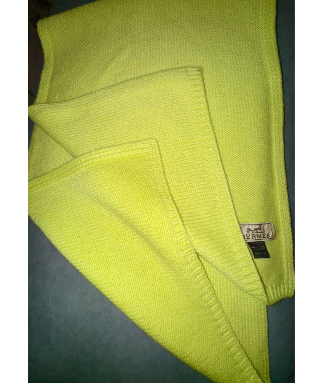 HERMES Желтый кашемировый шарф, фото 2